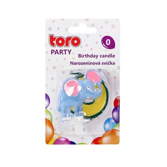 SVÍČKA DORTOVÁ ČÍSLICE 0, "SLON", 5X4X1,3CM