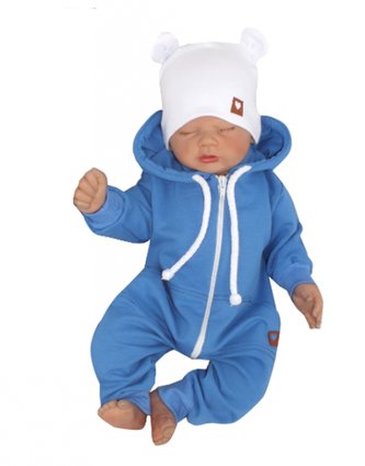 Z&Z Dětský teplákový overálek s kapucí, modrý, vel. 80; 80 (9-12m)