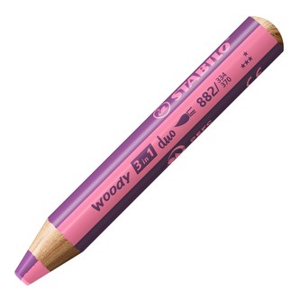 Pastelka, vodovka & voskovka v jednom - STABILO woody 3 in 1 duo -  růžová/vřesová