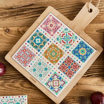 Prkýnko  | ETNIC | dřevo + keramicka mozaika | 20X20cm | 892467 Homla