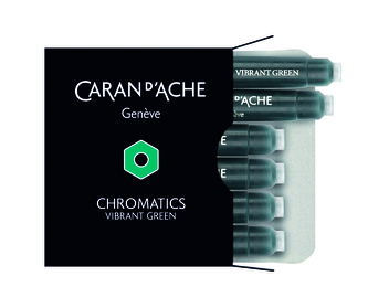 Inkoustové bombičky "Chromatics", zelená Vibrant Green, CARAN D'ACHE 8021.210