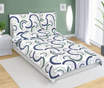 Povlečení krepové - Kapka modrá, zelená - 140x220, 70x90 cm