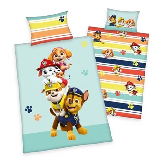 HERDING Povlečení do postýlky Paw Patrol stripe Bavlna, 100/135, 40/60 cm