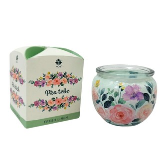 ARÔME Svíčka 90 g, ve skle a flower boxu, Pro Tebe, Fresh Linen