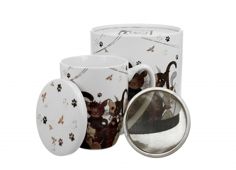 Porcelánový hrnek byliňák Cats Family 360 ml v papírové dóze