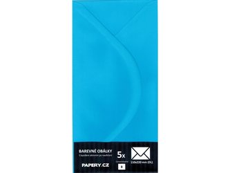 barevná obálka 110x220 mm MODRÁ NEBESKÁ, 5 kusů,110 gm2, olizová