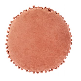 Dekorační polštář s výplní ESLOV | cihlová s bambulkami kulatý | 40 cm | 883670 Homla