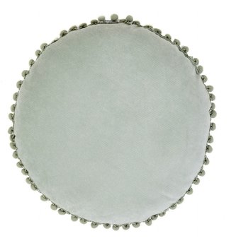 Dekorační polštář s výplní ESLOV | pistáciová s bambulkami kulatý | 40 cm | 883694 Homla