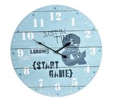 Hodiny Segnale nástěnné dřevěné 55 cm světle modrá KO-Y36200400svmo