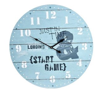 Hodiny Segnale nástěnné dřevěné 55 cm světle modrá KO-Y36200400svmo