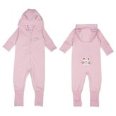 Moniel Dětský rostoucí teplákový overal Kočka Basic Powder Pink 56 cm