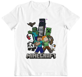 Dětské tričko Minecraft: Věž z postav (7-8 let) bílá bavlna
