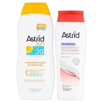 Astrid Hydratační mléko na opalování OF 20 400 ml + Vyživující tělové mléko 250 ml unisex