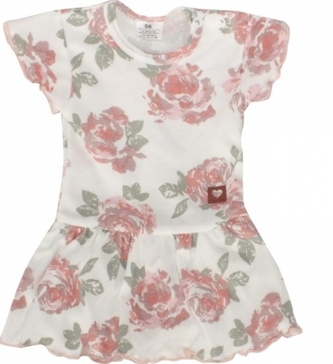Z&Z Sukničkobody kr. rukáv - Květy, ecru; 86 (12-18m)