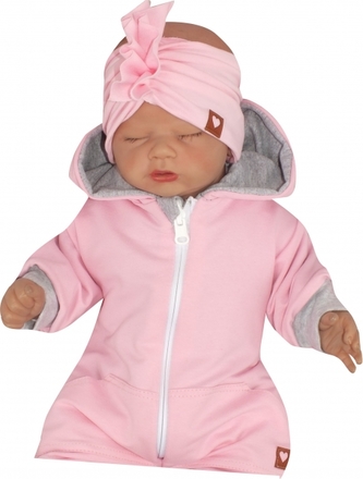 Z&Z Stylová bavlněná Čelenka/Turban, růžová; 56-68 (0-6 m)