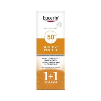 Eucerin Extra lehké mléko na opalování Sensitive Protect SPF 50+ (1+1 zdarma) unisex