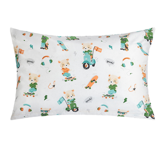 Povláček bavlna - Medvídek na motorce - 40x60cm na zip ( pouze povlak )