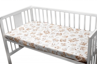 Bavlněné prostěradlo do postýlky, Sny zvířátek, bílá/hnědá; 120x60