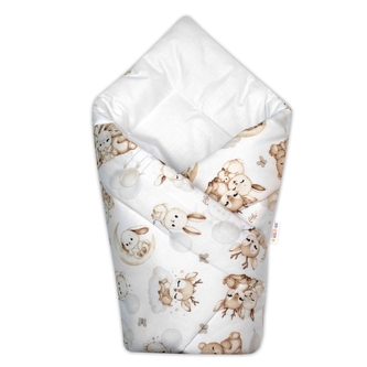 Kojenecká zavinovačka klasik Sny zvířátek, bílá/hnědá