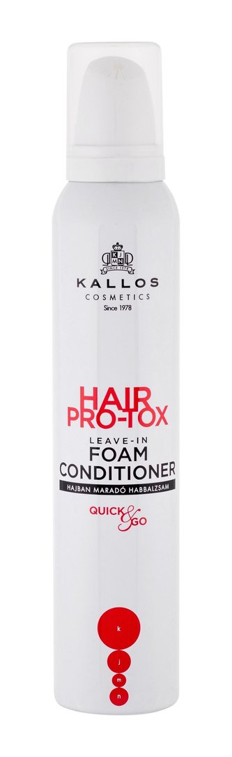 Kallos Bezoplachový pěnový kondicionér Pro-Tox HAIR BOMB (Leave In Foam Conditoner) 200 ml woman