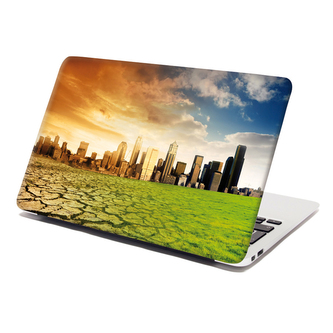 Samolepka na notebook Vyprahlá zem před mrakodrapy: 29x20 cm