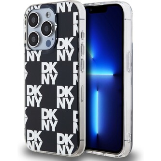 DKNY PC/TPU Checkered Pattern kryt iPhone 15 Pro černý