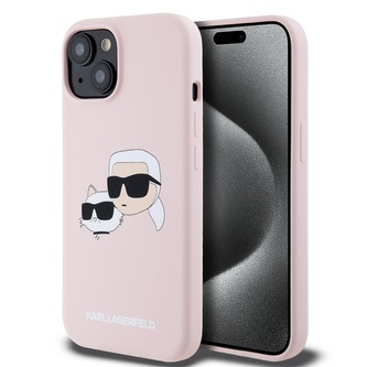 Karl Lagerfeld Liquid Silicone Double Heads Magsafe Zadní Kryt pro iPhone 15 Pink