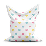 Sedací vak Tříbarevná srdíčka: 150x100 cm