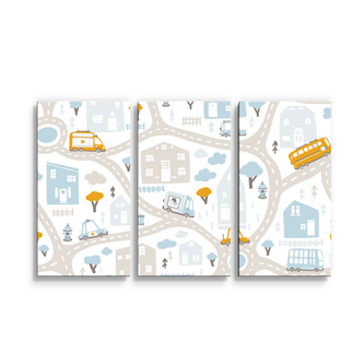Obraz - 3-dílný Cestičky s dopravou: 120x80 cm
