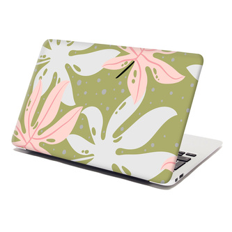 Samolepka na notebook Bílé a růžové listy: 38x26 cm