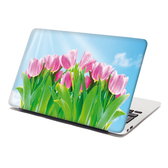 Samolepka na notebook Růžové tulipány: 38x26 cm