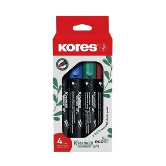 Permanentní popisovač Kores ECO, kulatý, 4 barvy
