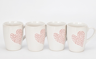 Hrnek se srdíčkem bílý 250 ml sada 4 ks II.jakost