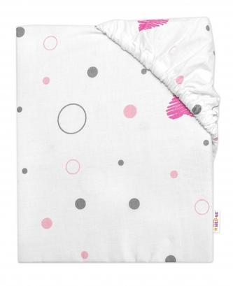 Dětské prostěradlo do postýlky bavlna, I love Girl Baby Nellys, růžová/bílá; 120x60