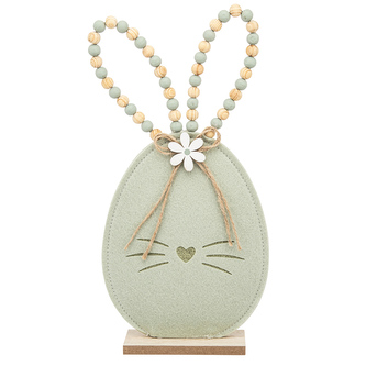 PLSTĚNÁ FIGURKA ZAJÍC 16X5X32CM ZELENÉ KORÁLKY