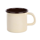 SMALTOVANÝ HRNEK 0.45L PRŮMĚR 9CM VÝŠKA 9CM KRÉMOVÝ/TMAVÝ STŘED
