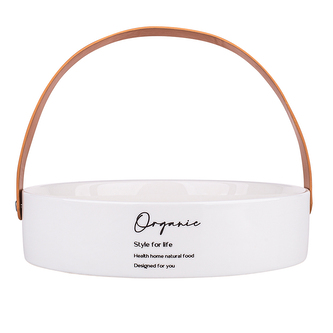 ORGANIC PORCELÁNOVÁ MISKA S KOŽENÝM UCHEM 22CM VÝŠKA 6CM