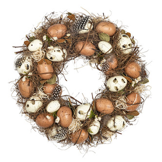 VELIKONOČNÍ VĚNEC S PEŘÍM 33X33X7.5CM