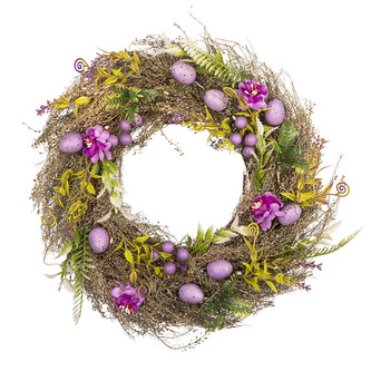 BOHO JARNÍ VĚNEC 30X8CM FIALOVÝ