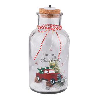 ŠŤASTNÝ STROM DEKORACE V SKLENĚNÉM SKLE S LED OSVĚTLENÍM 10X10X20CM