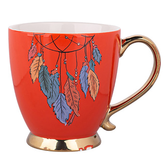 EXOTIC ŠÁLEK NA NOŽCE SE ZLATÝM UCHEM NBC 400ML PEŘÍ ORANŽOVÝ