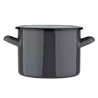 HRNEC 22 CM SMALTOVANÝ ŠEDÝ TEČKOVANÝ