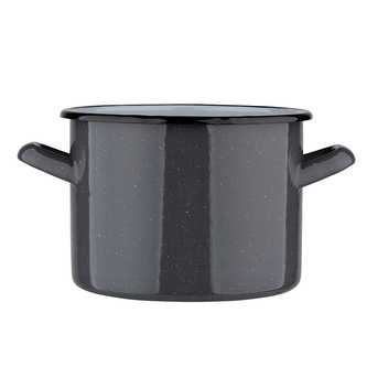 HRNEC 20 CM SMALTOVANÝ ŠEDÝ TEČKOVANÝ