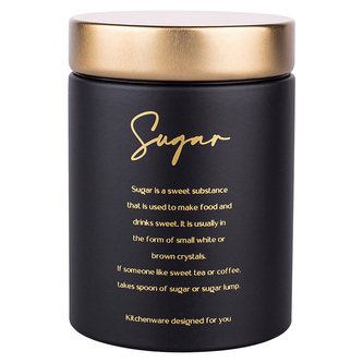 DÓZA SE ZLATÝM VÍČKEM ČERNÁ MATNÁ 11X11X15CM CUKR