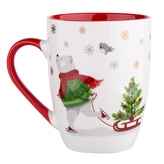 CHRISTMAS BEAR HRNEK S UŠLECHTĚNOU SKLENKOU NBC 300ML ČERVENÝ