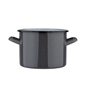 HRNEC 14 CM SMALTOVANÝ ŠEDÝ TEČKOVANÝ