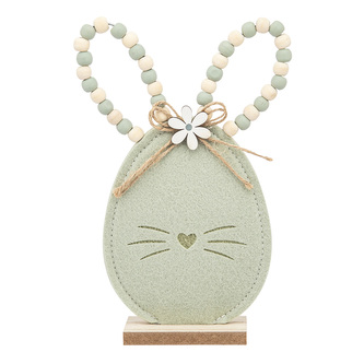 PLSTĚNÁ FIGURKA ZAJÍC 11X4X22CM ZELENÉ KORÁLKY