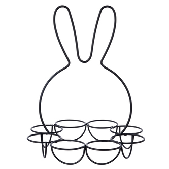 KOVOVÝ STOJAN NA VAJÍČKA ZAJÍC 19X19X23CM ČERNÝ