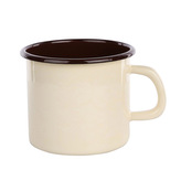 SMALTOVANÝ HRNEK 1.25L PRŮMĚR 12CM VÝŠKA 11.5CM KRÉMOVÝ/TMAVÝ STŘED