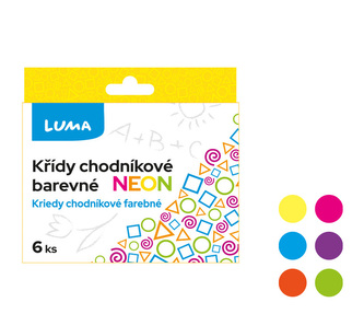 Křídy chodníkové 6ks NEON, krabička LUMA